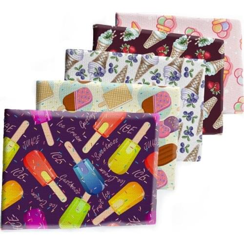 Summer Series Ice Cream & Fruit Printed Bullet Textured Liverpool Patchwork Tissue Kids home textile 50*145cm
