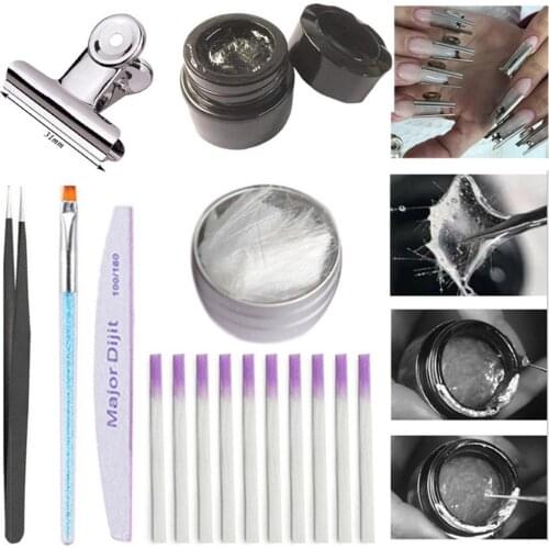 Nail Extension Set Nail Glass Fiber Tweezers Transparent Clip Uv Lamp Gel Nail Polish Base Top Coat Nail Art Kit