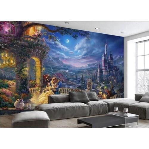 Custom wall mural fashion European retro fantasy cartoon castle wallpaper princess background wall papers home decor