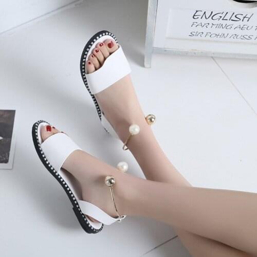 New Summer Womens Beaded Pearly Sandals Slippers Shoes Women Ladies Flats Sandals Flip Flop Casual Flat Slingback Sandals Shoes