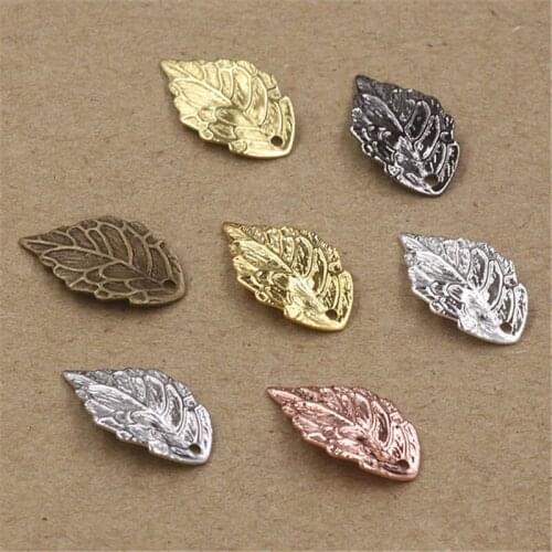 Wholesale 200Pcs 7 Colors 10*18MM Filigree Leaf Charm Pendants DIY Brass Floating Charms for Jewelry Making jewelry findings