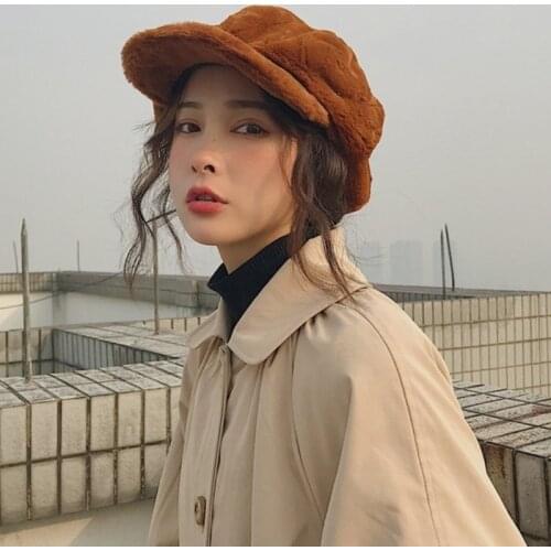 Autumn Winter Women Hats Soft Women Berets Solid Plain Octagonal Newsboy Caps Vintage Artist Painter Women Cap