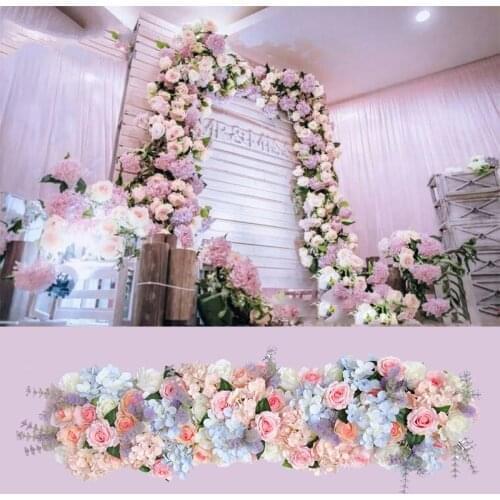 Excellent artificial flower strip Wedding Pavillion Flowers strips canopy flower decoration Wedding Decoration 3M x 24cm