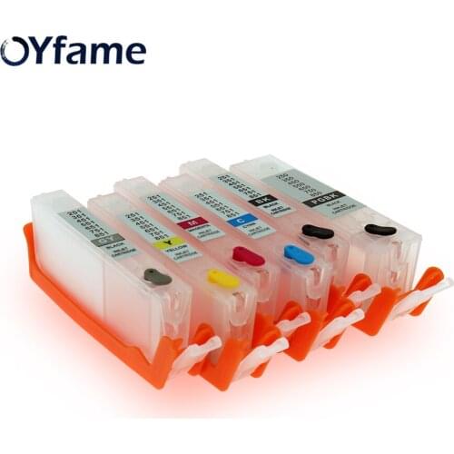 OYfame 6pcs for Canon PGI-350 CLI-351Refillable Ink Cartridge For Canon MG6330 MG6530 MG6530 Printer With ARC Chips