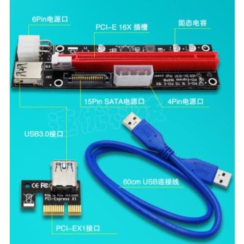 PCI-E interface extension cable pci-e1x to 16x graphics card adapter card graphics card extension cable extension cable USB3.0