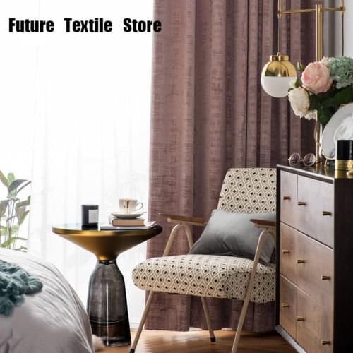 Curtains for Living Room Light Luxury Bay Window Curtains | Bedroom Curtains | Blackout Pink Velvet Curtains Custom