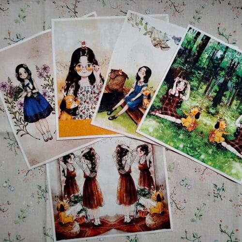 Syunss 1PCS Hand Dyed Cotton Linen Fabric Lovely Girls Printed Telas Sewing DIY Patchwork Hand Embroidery Quilting Bags Tecido