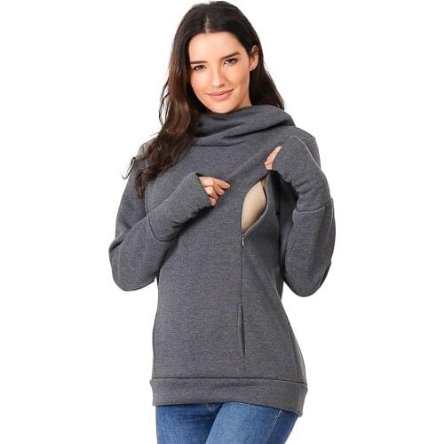 Women Pregnant Tops Nursing Maternity Long Sleeves Hooded Clothes Hoodie Sweatshirts Casual Winter Blouse Women Maternity Top