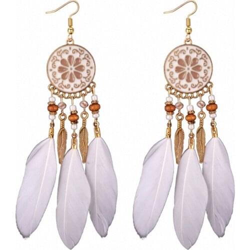 TONGKWOK Bohemia Exaggeration Dangle Earrings For Women Silk Thread Tassel Metal Long Chandelier Earrings #133889