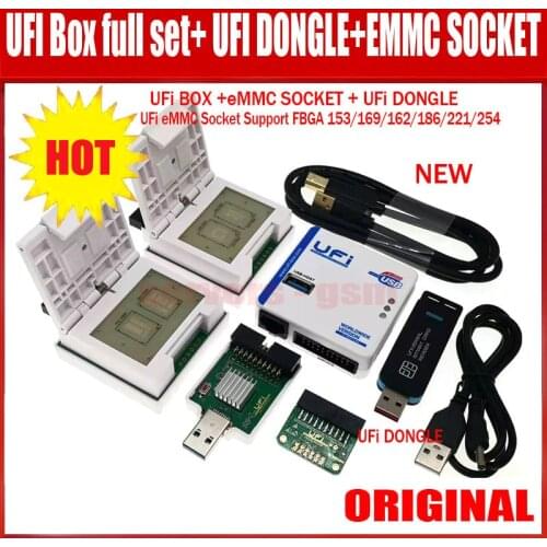 Ufi Box+UFI DONGLE+EMMC SOCKET Support FBGA 153/169/162/186/221/254 ful EMMC Service Tool Read EMMC user data, as well as repai