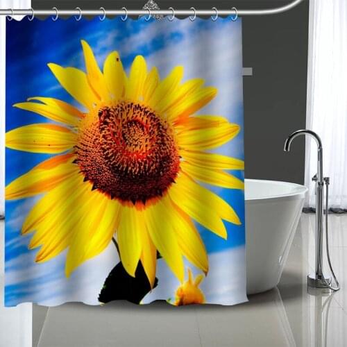 Waterproof Shower Curtain Can Be Customized Sunflower Bathroom Shower Bath Supplies Polyester Shower Curtain With Hooks