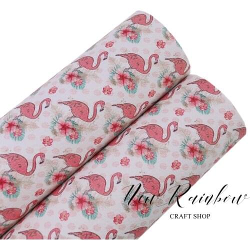 New Rainbow 30x22CM Sheet Flamingo & Floral Eco Pu Faux Leather for Making Bows, Crafts and Earrings, DIY Projects Easy Cut