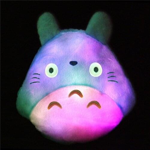 [Funny] 35cm Soft Stuffed animals colorful light luminous My neighbor totoro Plush Toy cat Hold Pillow doll model kids baby gift