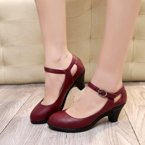 Womens high heels PU leather fashion spring and autumn casual shoes womens high heels 35-41