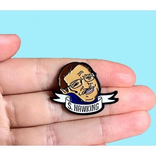 Celebrity Stephen William Hawking Brooch and Enamel Pin for Women Men Clothes Backage Hat Badge Lapel Pins Jewelry