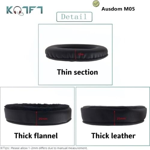 KQTFT 1 Pair of Velvet Replacement EarPads for Ausdom M05 Headset Earmuff Cover Cushion Cups