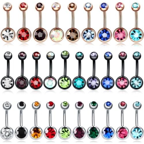 1PC Steel Crystal Ombligo Piercings Navel Bar Studs 14G Gem Belly Button Piercings Sexy Nombril Dangle Earrings Piercing Jewelry
