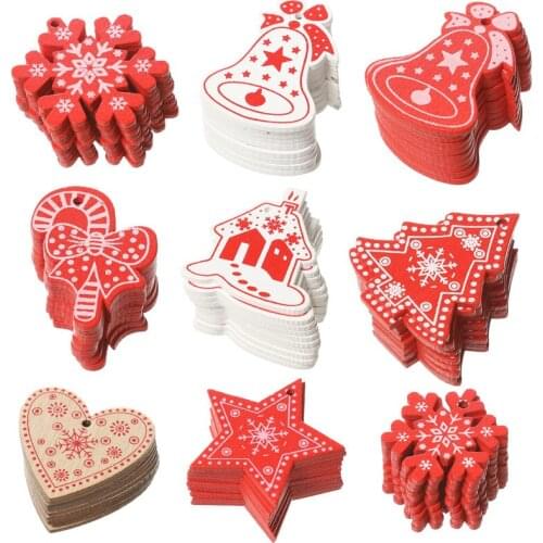 10pcs Wooden Christmas Decorations Tree DIY Natural Wood Christmas Ornaments Pendants Hanging Gift Gift Accessories 3*5cm
