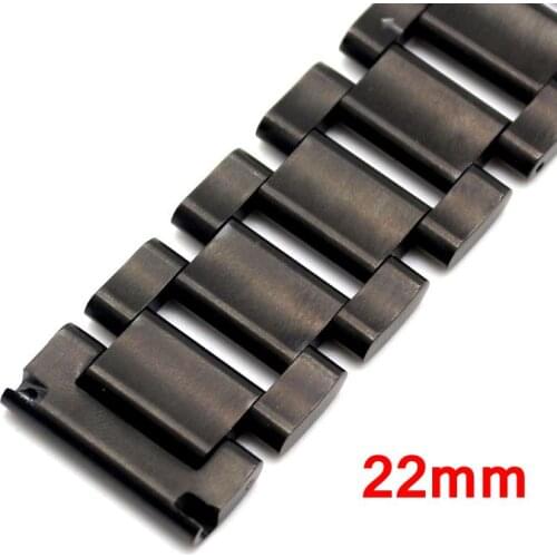22mm Solid Link 2 Spring Bars Wrist Band For Wish Watch Bracelet Push Button Men Stainless Steel Butterfly Buckle Strap GD014622