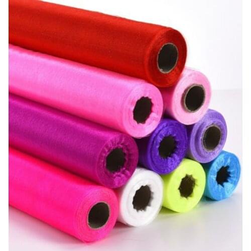 50CM Crystal Sheer Organza Fabric Tulle Rolls For Party Birthday Wedding Curtain Decoration