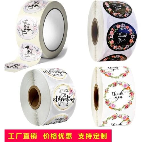 500 Pieces Flower Paper Label Sticker Thank You Sticker Scrapbook Wedding Gift Card Business Packaging Stationery Sticker