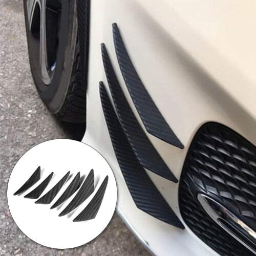 6Pcs Car Front Bumper Lip Splitter Fin Air Knife Universal Exterior Decoration Auto Body Kit Carbon Fiber Black Car Spoiler