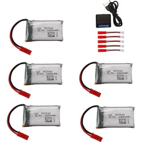 952540 3.7V 1000mAh Lipo 1S Battery With USB Charger Set For HQ898B H11D H11C H11WH T64 T04 T05 F28 F29 T56 T57 RC Drone Parts
