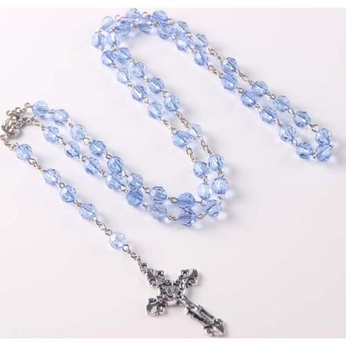 Free shipping Rosary Necklace, Acrylic rosary ,Luminous rosary Religious rosary light blue color 10pcs (10pcs/lot)