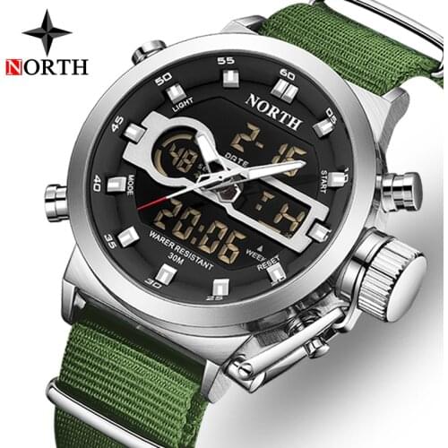 NORTH Top Brand Luxury Watch Men Fashion Sport LED Military Clock Male Waterproof Casual Quartz Wrist Watch Relogio Masculino