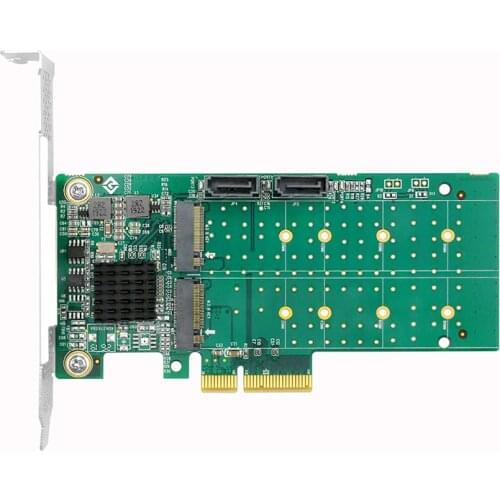 Linkreal Four-Lane PCIe 2.0 4 Port M.2 SATA 3.0 RAID Controller Card with Marvell 88SE9230 Chipset-LRST9630-2M2S