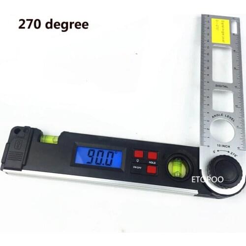 270 degree Digital Angle Finder Level Spirit Level Upright Inclinometer Protractor Ruler