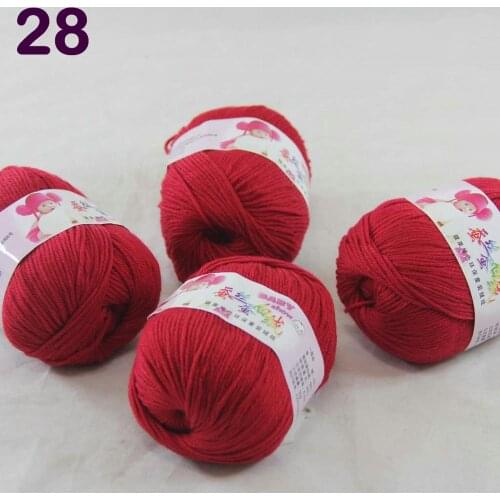 Color Optional 4 ballsX50g Cashmere Silk Velvet Children Hand Kintting Yarn 1828 Really Red