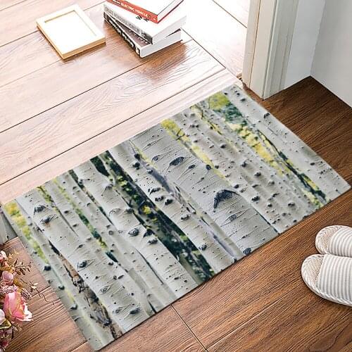 Decorative Door Mat Carpet Outdoor Indoor Birch Tree Trunk Bath Rugs Non-Slip Doormat Door Mat Bathroom Accessories