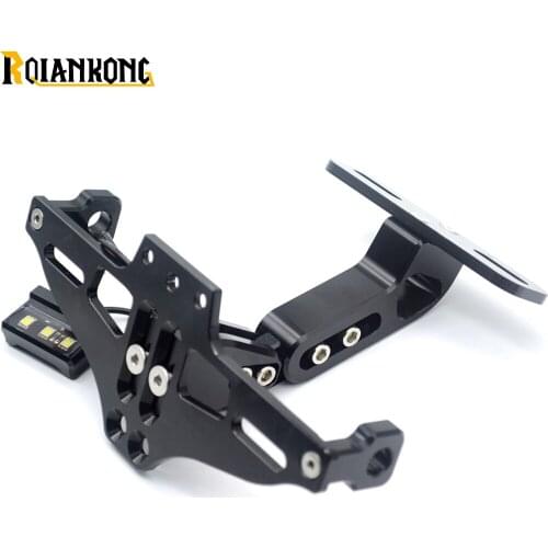 Motorcycle Rear License Plate Mount Holder with LED Light For Kawasaki Z ZR ZX 125 250 750 750R yamaha fazer fz6 xt 600 fz6