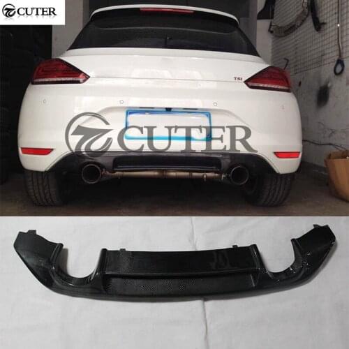 For new Scirocco standard bumper Car Rear Diffuser Carbon Fiber Back Bumper Spoiler lip body kit 15-UP