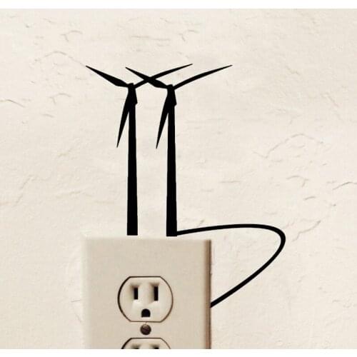 Two Wind Turbines DIY Art Switch Sticker Living room Bedroom Decorative Wall Stickers Vinyl Murals JG3613