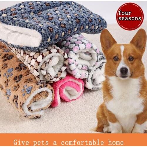 Flannel Pet Cushion Thicken Dog Bed Warm Sleeping Blanket Cat Sofa Cushion Winter Warm Convenient Kennel Kitten Puppies Supplies