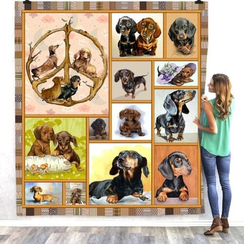 Dashshund 3d printed fleece blanket for Beds Hiking Picnic Thick Quilt Fashionable Bedspread Sherpa Throw Blanket