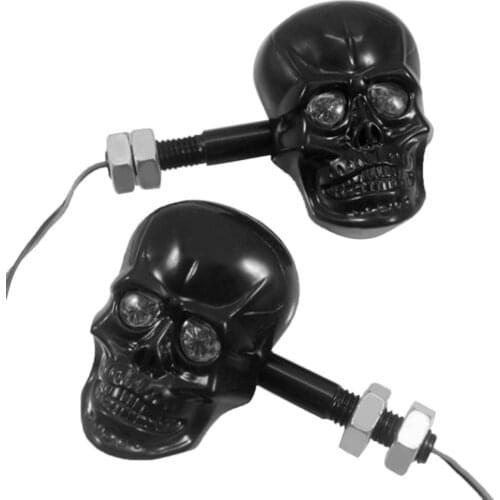 ICOCO 1Pair Personalized Motorcycle Accessories Refit Punk Skull Shape Turn Signal Lights Indicators for Motorbike