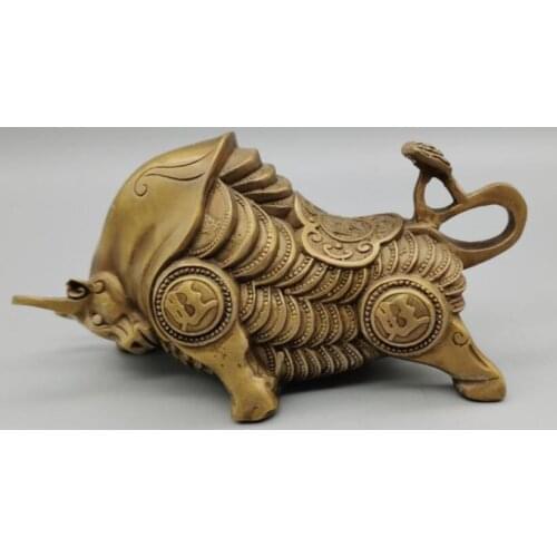 China brass Wall Street cow wealth crafts statue