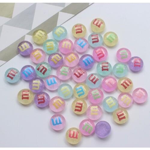 50pcs/lot cute resin candy with glitter jelly color mix colors