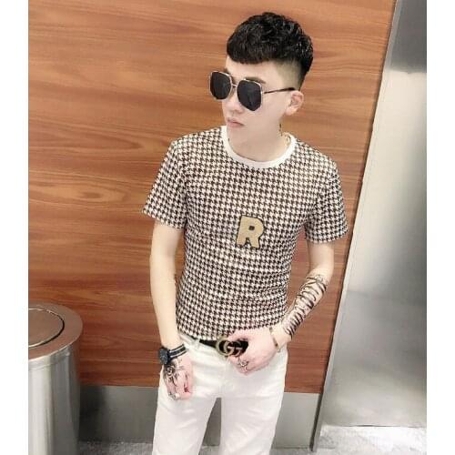 2021 summer new Korean version of embroidered short sleeve T-shirt mens fashion trend handsome personality half sleeve T-shirt