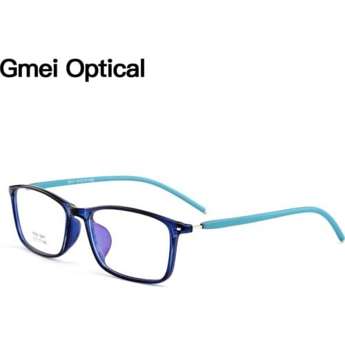 Gmei Optical Trendy Ultralight TR90 Full Rim Women Optical Eyeglasses Frame Men Plastic Myopia Eyewear 3 Colors Optional M3841