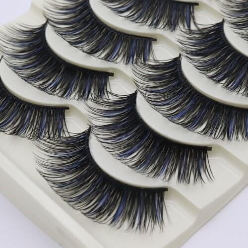 5 pairs Mink False Eyelashes Crisscross Messy Thick Exaggerated Long Fake Eyelashes Stage Romance Makeup Mink Eye Lashes