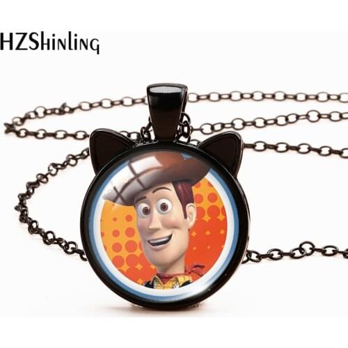2021 New Arrival Disney Toy Story Necklace Glass Cabochon Black Cat Pendants Fashion Jewelry