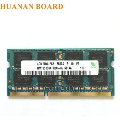 Free Shipping 4G 2Rx8 PC3-8500S DDR3 1066Mhz 4gb Laptop Memory 4G pc3 8500S 1066MHZ Notebook Module SODIMM RAM Hynix chipset