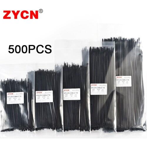 Self-Locking Nylon Cable Ties Set Width 1.9 x60/80/100/120/150mm AssortedBlack Plastic Zip Loop Wire Wrap 2.5*250 4*300 500pcs