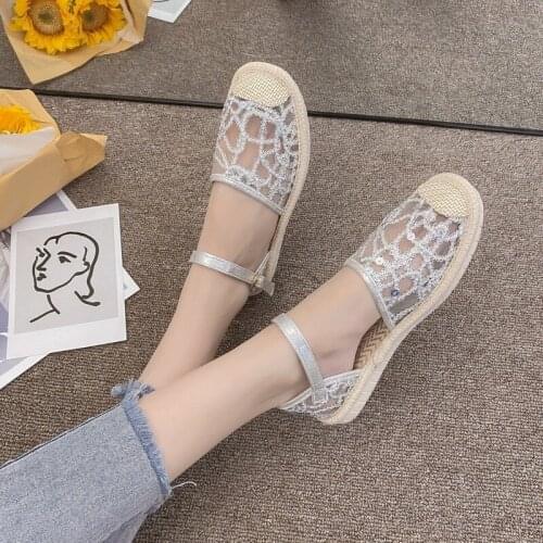 Breathable Mesh Comfortable Buckle Womens Sandals 2021 Summer New Flat Sandals Fashion Simple Female Toe Sandals