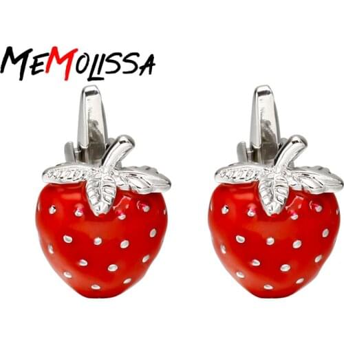 MeMolissa Silver Red Strawberry Luxury shirt cufflinks for mens Brand cuff buttons cuff links High Quality abotoaduras Jewelry