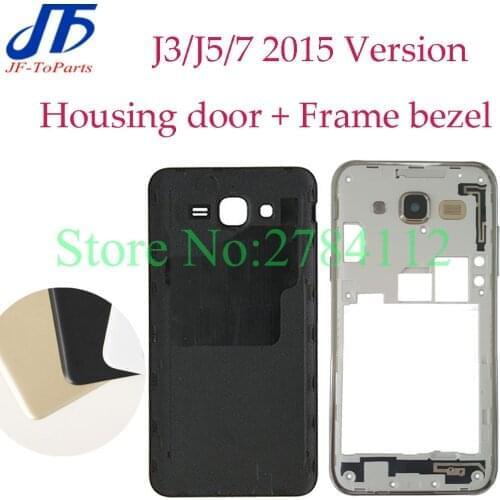 50Pcs middle frame bezel Back Battery Cover replacement For Samsung Galaxy j300 j500 j700 2015 j5 j120 j200 Rear Housing Door